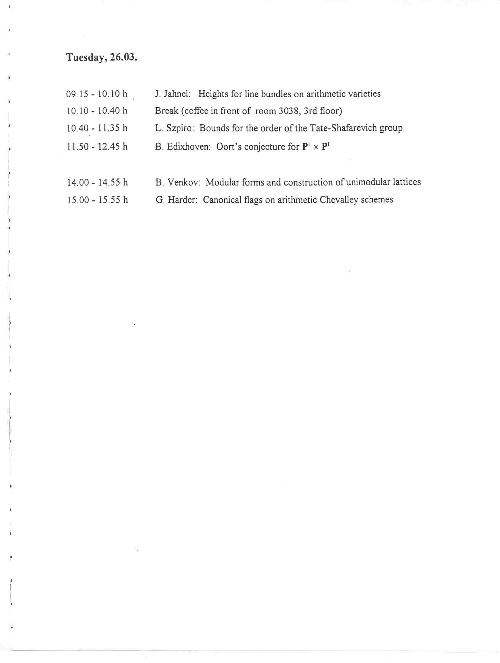 Arithmetical Geometry Conference